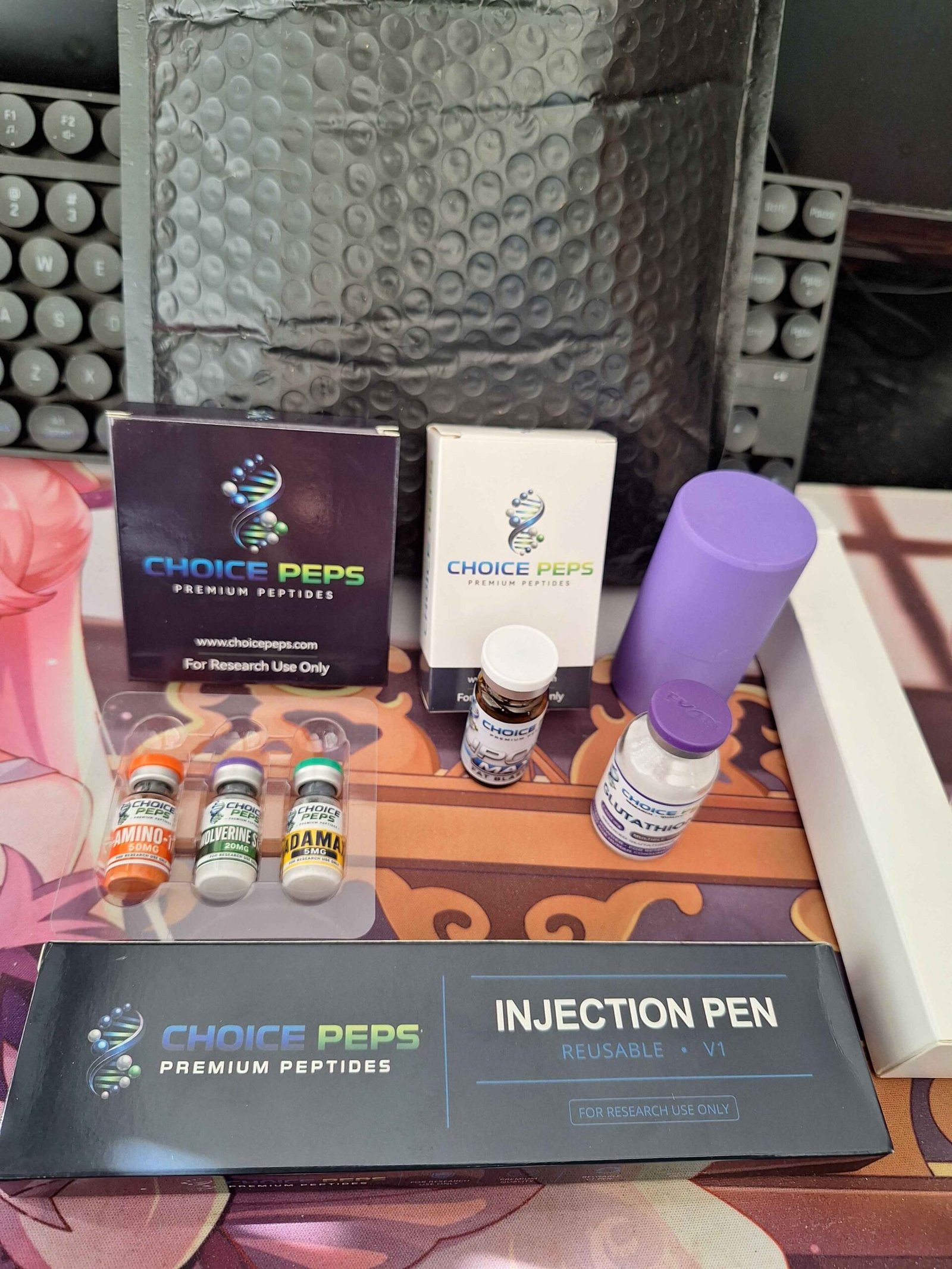 ChoicePeps order and packaging photo shared by Bella Lee Fishing